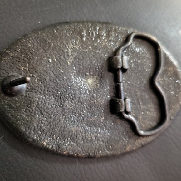 1970'S VINTAGE NATIVE AMERICAN END OF TRAIL BRASS BELT BUCKLE - Picture 3 of 4